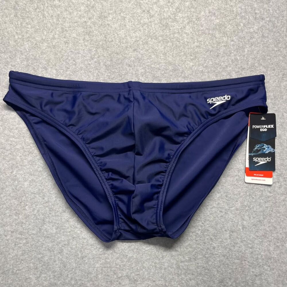 Speedo PowerFLEX Eco Solar Brief Men's Size 38 Navy Blue NWT Swimwear